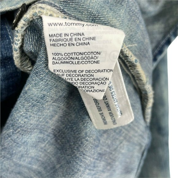 Tommy Button Up Shirt Women's Acid Washed Denim Blue - Picture 9 of 10